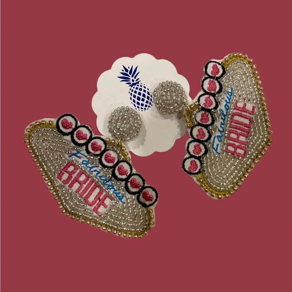 NEW Beaded fabulous bride Vegas style earrings - Picture 5 of 6